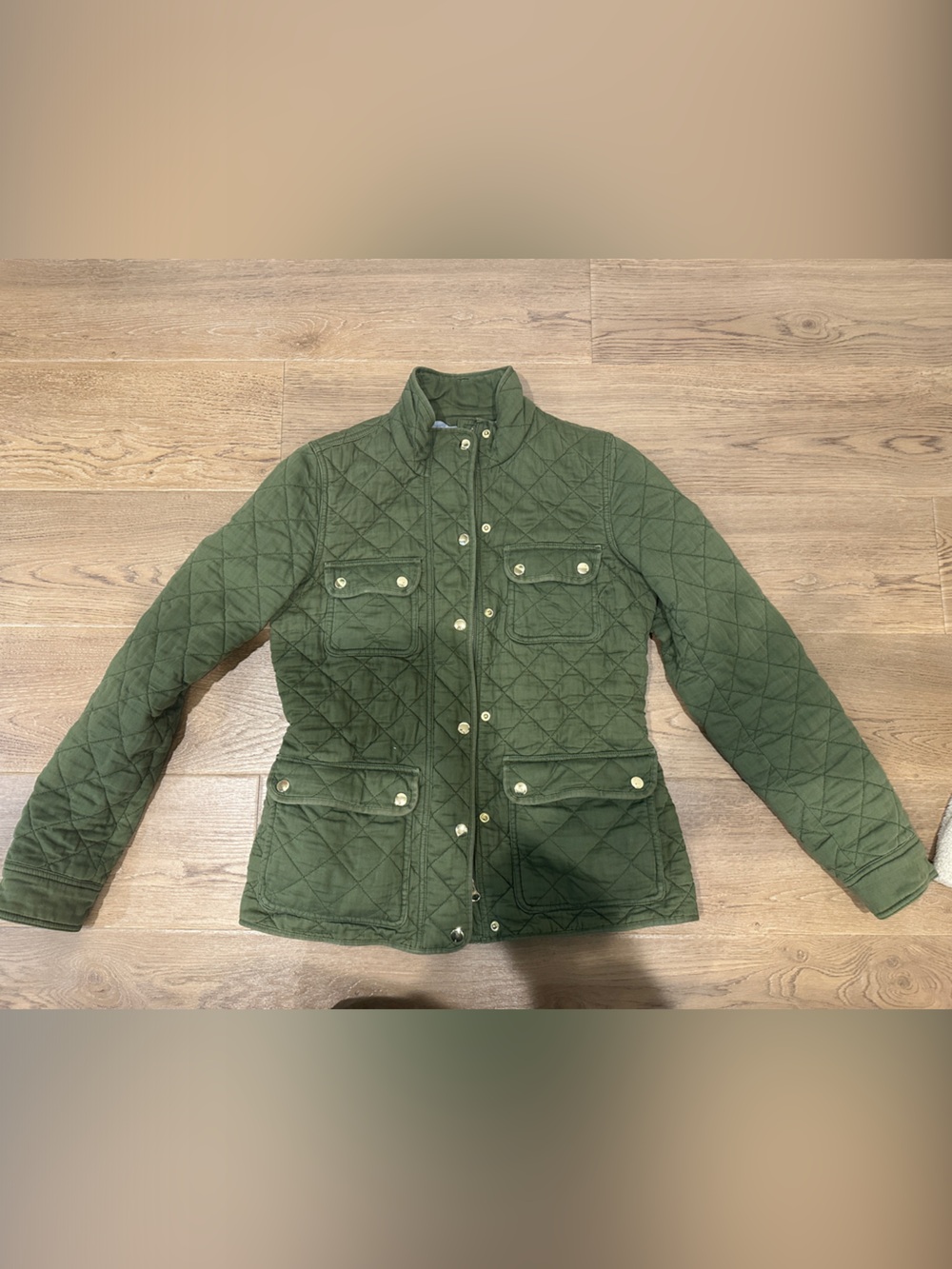 J. Crew Quilted Olive Green Utility Jacket